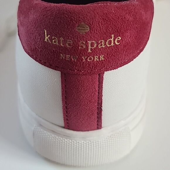 Kate Spade Optic White/Burgundy Fez Sneaker Size 7 EU 37.5 - Picture 15 of 15